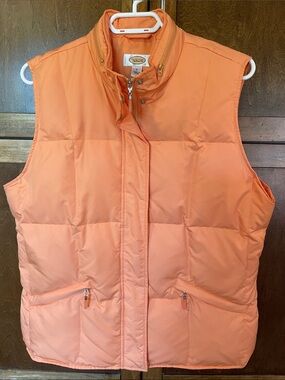 Talbots Coral-Orange Quilted Puffer Vest